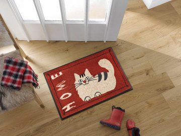 Fußmatte Catty Home, wash+dry by Kleen-Tex, rechteckig, Höhe: 7 mm, Schmutzfangmatte, Motiv Katze, mit Spruch, rutschhemmend