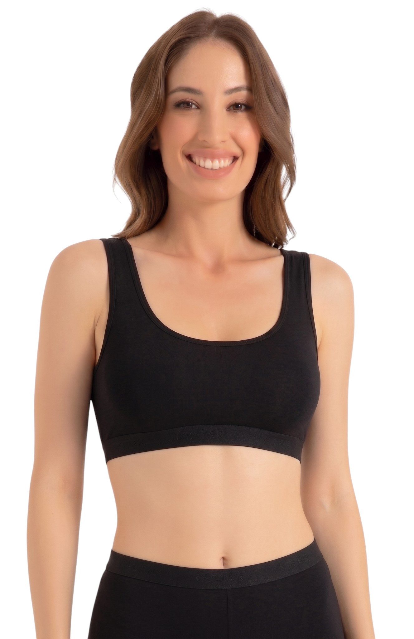 fashionshowcase Bustier Damen 2er Pack Bambus BH mit Pads breite Träger weich (2-tlg) weiches Bambusmaterial mit breiten Komfortträgern