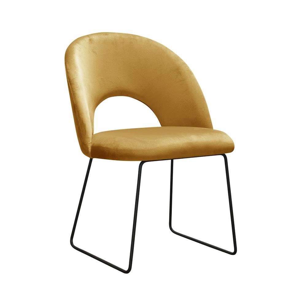 JVmoebel Stuhl, Design Wartezimmer Stuhl Sitz Praxis Ess Zimmer Stühle Textil Stoff Polster Neu Gelb