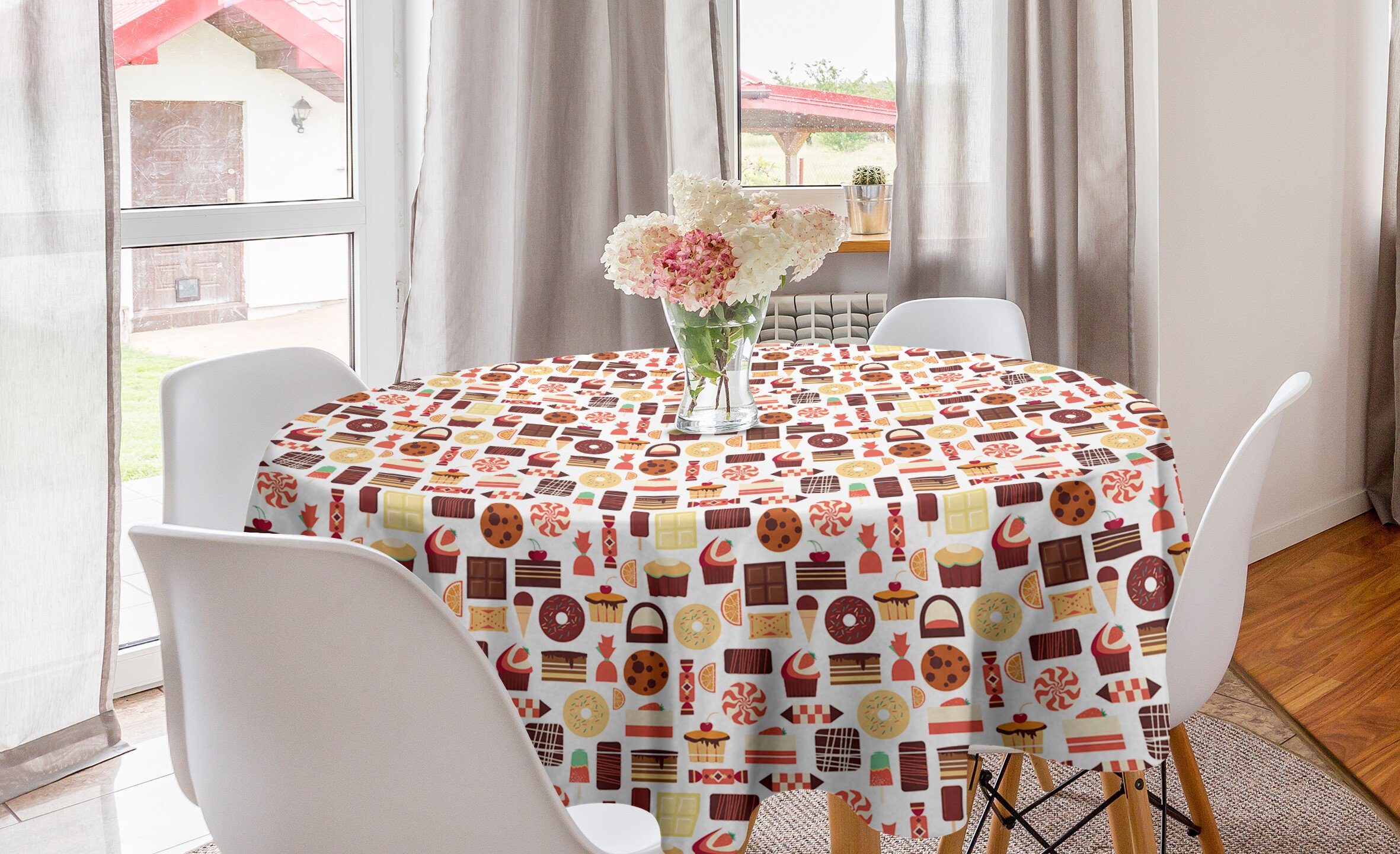 Abakuhaus Tischdecke Kreis Tischdecke Abdeckung für Esszimmer Küche Dekoration, Imbissbude Grafiken von Tasty Foods