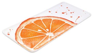 Lashuma Servierteller Orange, Keramik, italienische Obstplatte, eckiger Dekoteller 30x14 cm