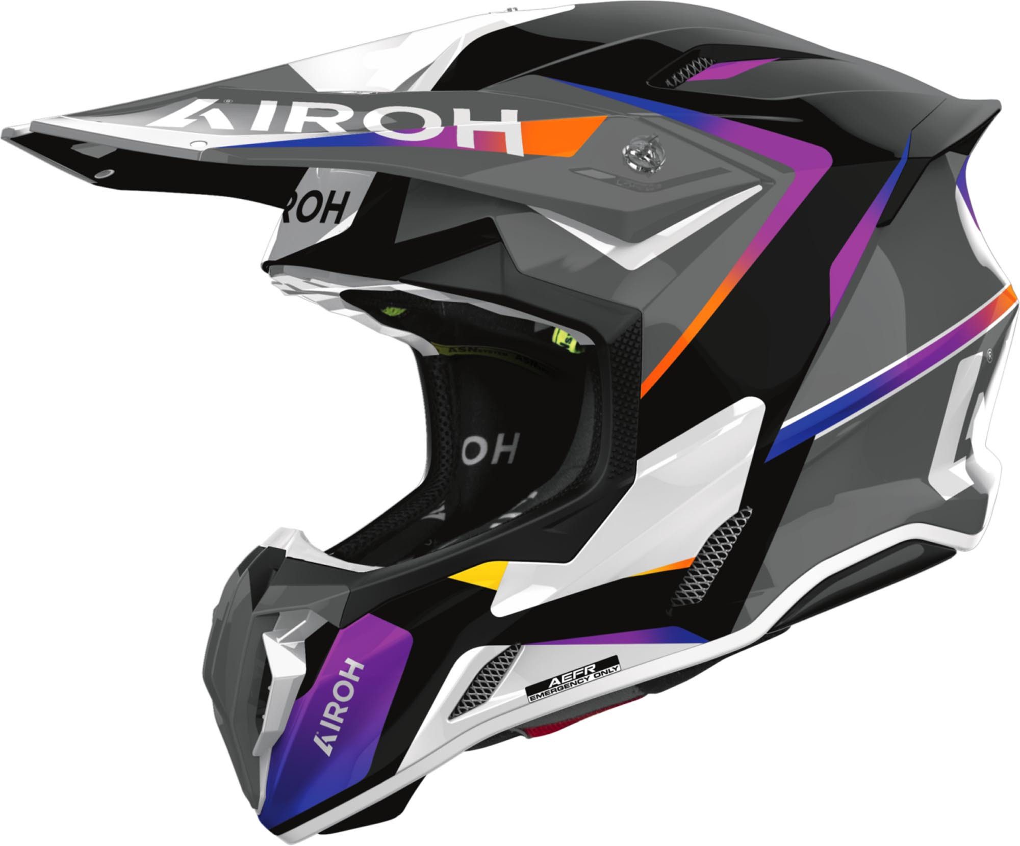Airoh Motocrosshelm Twist 3 Hustle Motocross Helm, vorbereitet für Kommunikationssystem,Notfallsystem-Polsterung (EQ