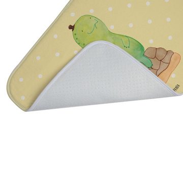 Badematte Schildkröte Pause - Gelb Pastell - Geschenk, Achtsamkeit, Entspannen, Mr. & Mrs. Panda, Höhe 1 mm, 100% Polyester, rechteckig, Stil-Statement