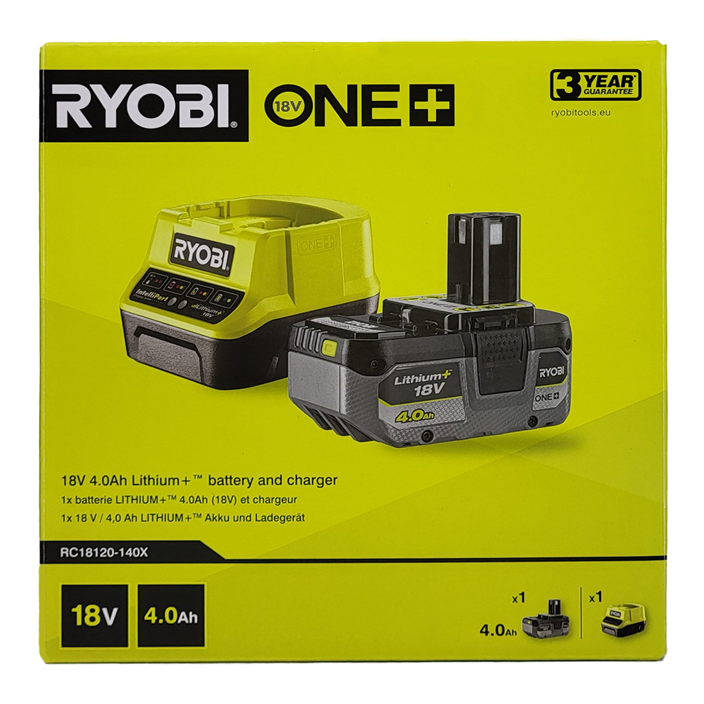RYOBI Ryobi RC18120-140X 18 V ONE+™ Akku-Set 4,0 Ah + Ladegerät Akku-Set (1 St)
