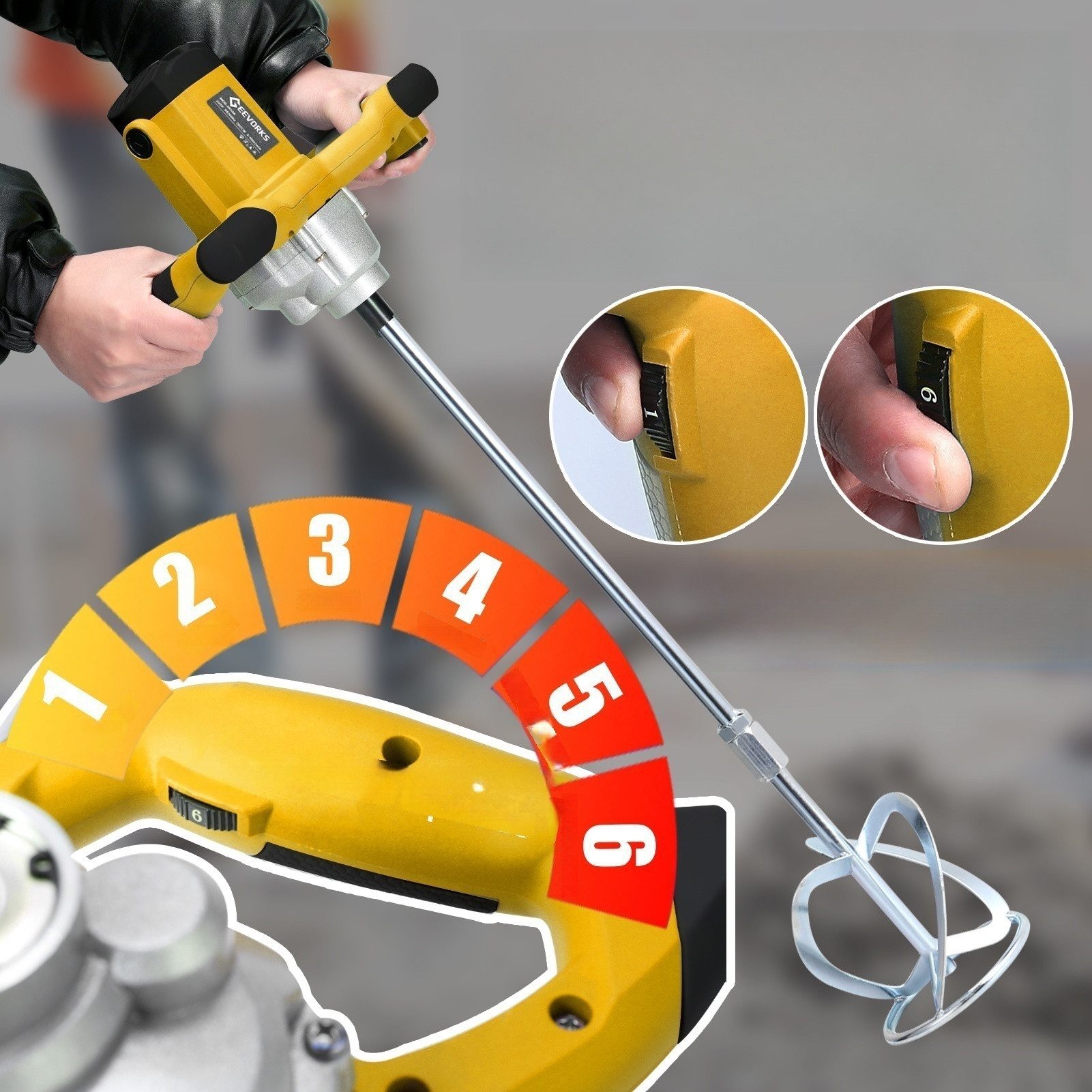 cocosity Rührwerk 2600W Hand-Elektro-Betonmischer 6 Geschwindigkeit günstig online kaufen