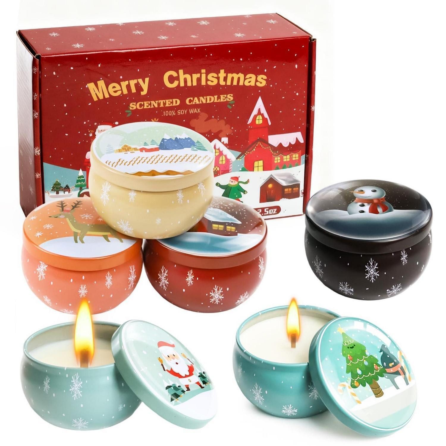 LuxusKollektion Duftkerze Duftkerzen 6er-Set Sojawachs Weihnachten 2.5oz