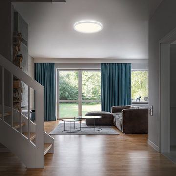 Briloner Leuchten LED Deckenleuchte 3643-416, Spritzwasserschutz, ultraflach, indirektes Licht, LED fest verbaut, Neutralweiß, Deckenlampe, 42x3,5cm, Weiß, 22W, Wohnzimmer, Schlafzimmer, Küche