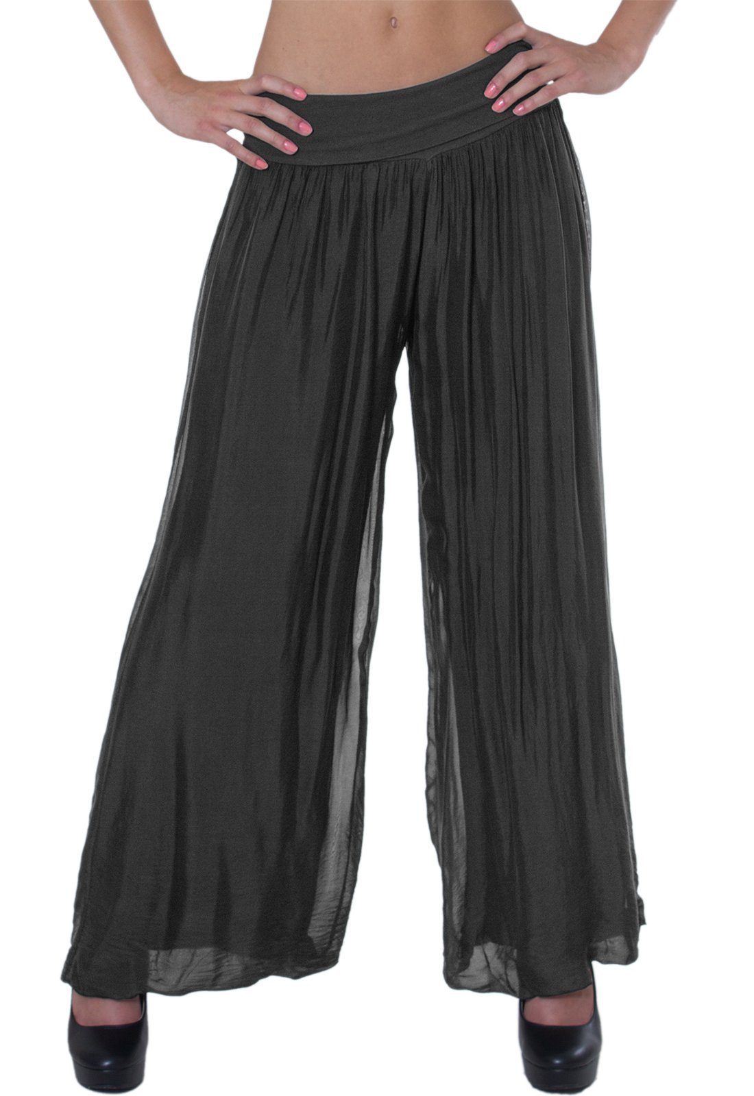 Caspar Palazzohose KHS010 elegante Damen Hose mit Seidenanteil Mit blickdichter Innenhose & hohem, figurfreundlichem Stretch Bund