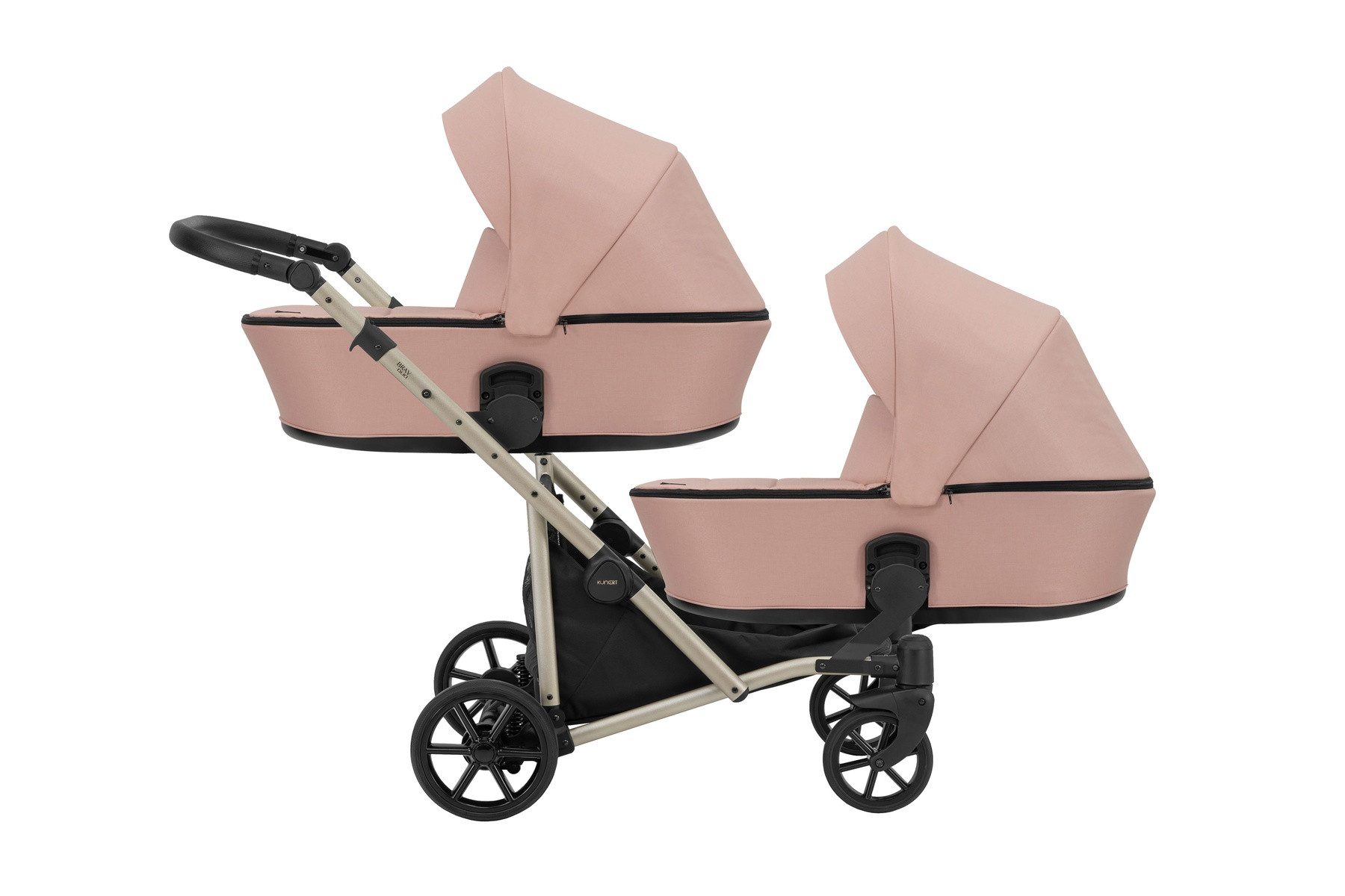 KUNERT Zwillings-Kombikinderwagen BRAV DUO 2in1 Doppelkinderwagen von KUNERT in Schwarz Gel-Rädern, 12 verschiedene Konfigurationen, leichtes Aluminiumgestell