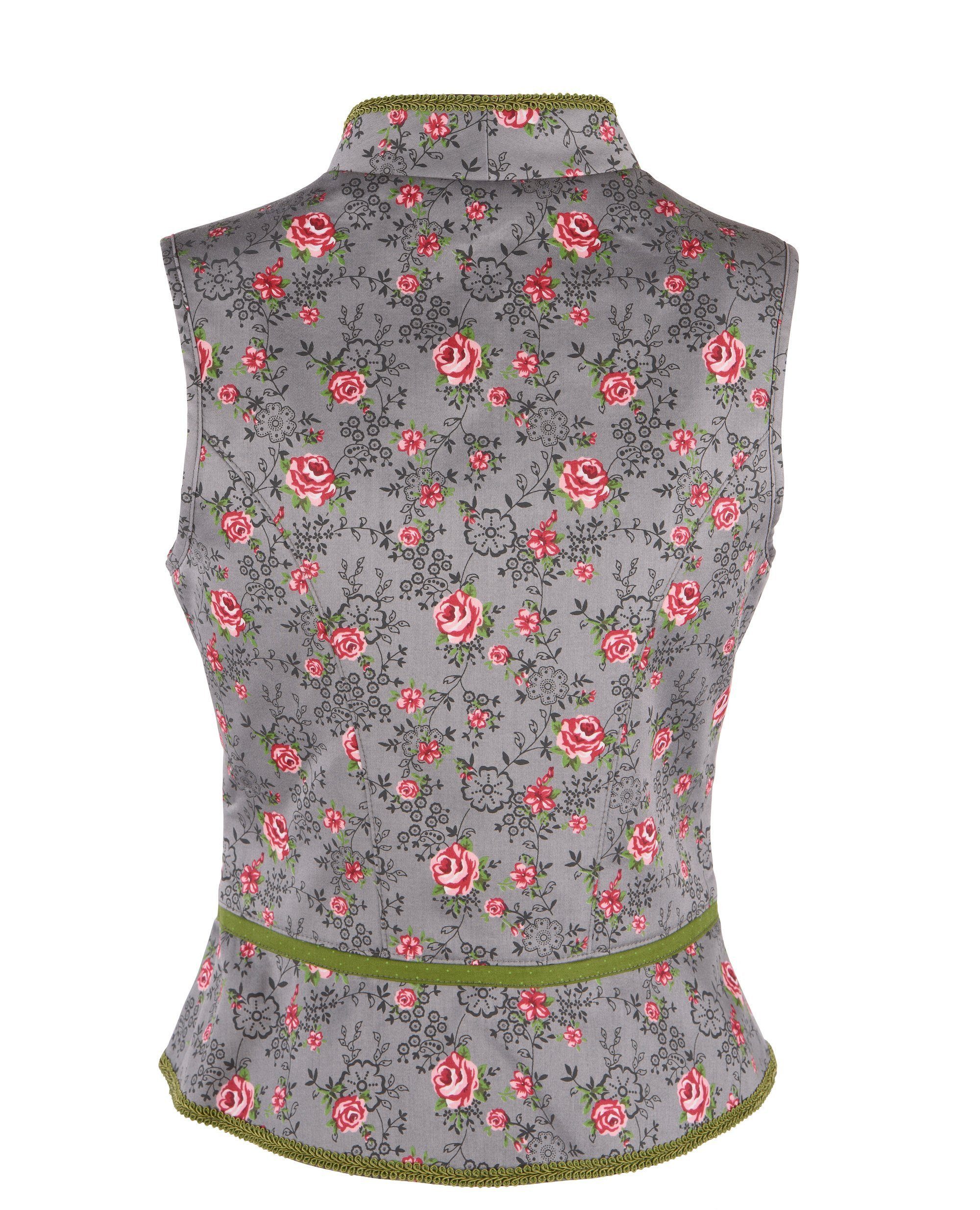 Ramona Lippert Trachtenbluse Mieder Leonie grau floral Knöpfe günstig online kaufen