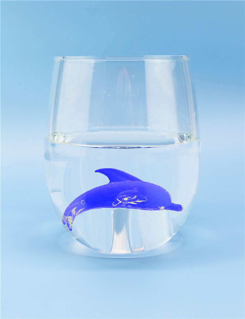 Winkee Glas Martim Delfin Oktopus handgefertigt mundgeblasen, Glas, ca. Ø 8 x 11,5 cm, für ca. 600 ml