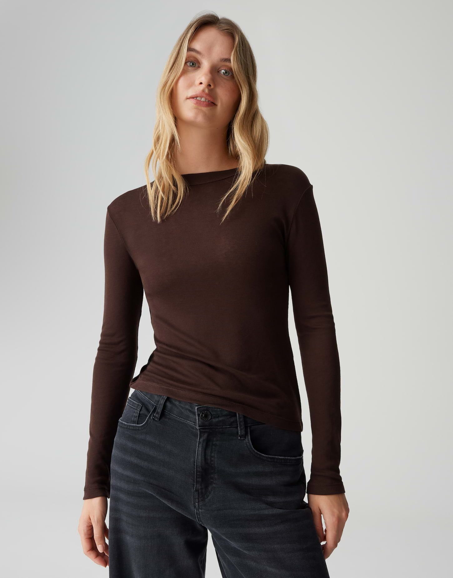 OPUS Longsleeve SEFEMINA Slim im Tencel Wollmix schmale Passform, glatter Griff, wärmend