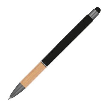 Livepac Office Kugelschreiber Touchpen Kugelschreiber mit Griffzone aus Bambus / Farbe: schwarz