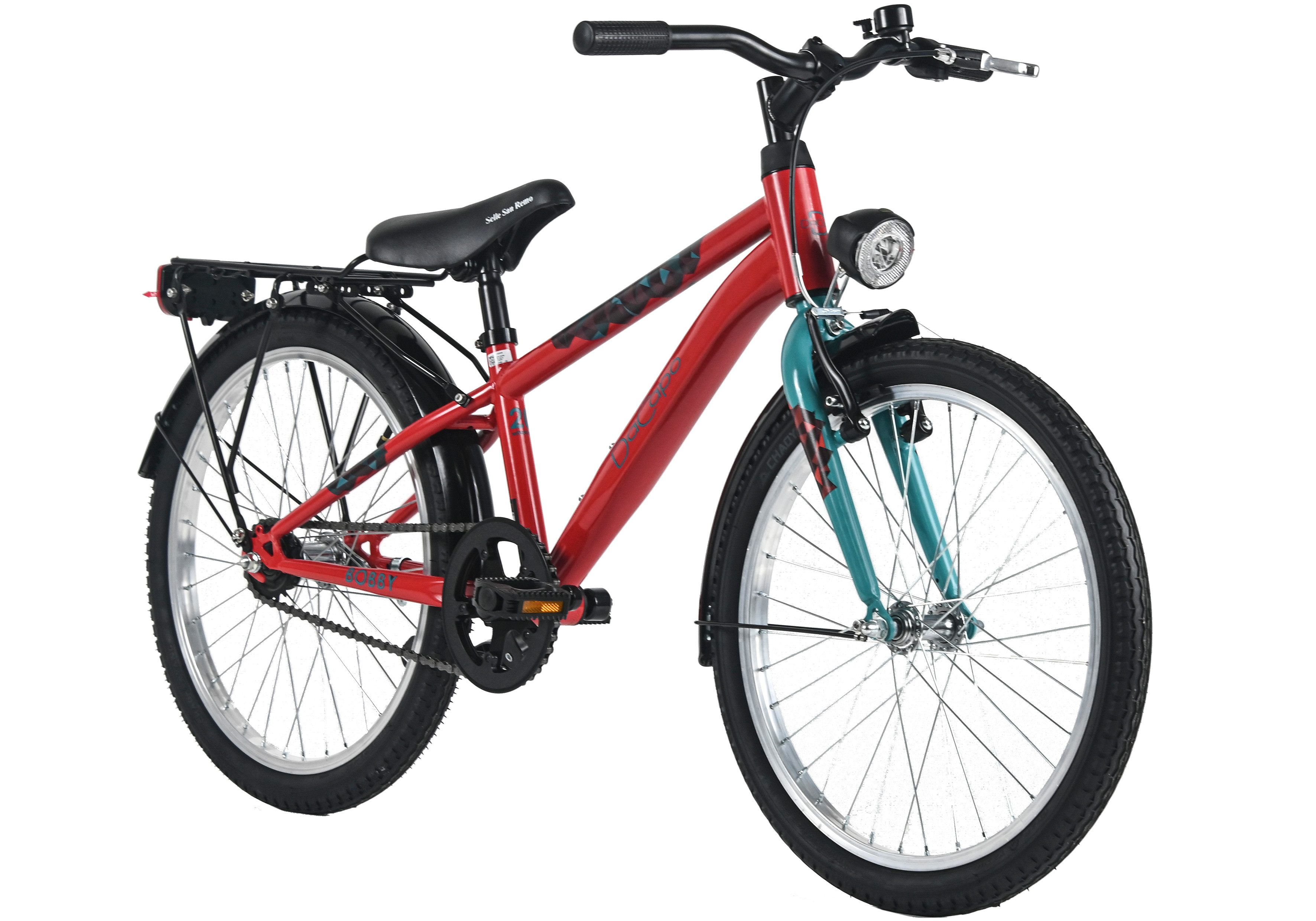 Dacapo Kinderfahrrad 20" Bobby Rot 1 Gang RH 27 cm mit Beleuchtung - Ab 6 Jahre, 1 Gang, ohne Schaltung