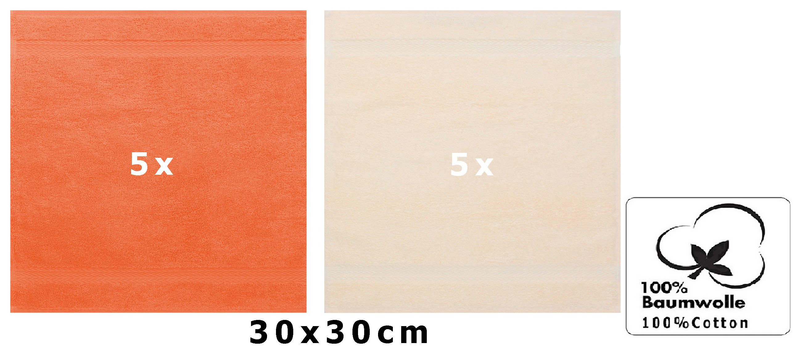 Betz Gästehandtücher 10 Stück Gästetuch Set Premium 30x50 cm Farbe beige und orange, 100% Baumwolle (Set, 10-St)