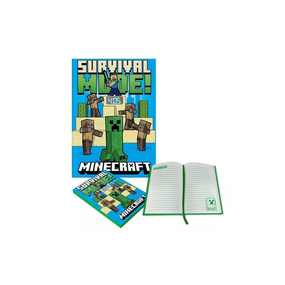 Minecraft Kreativset Minecraft Fight A/5 liniertes Notizbuch mit eingebauter Uhr