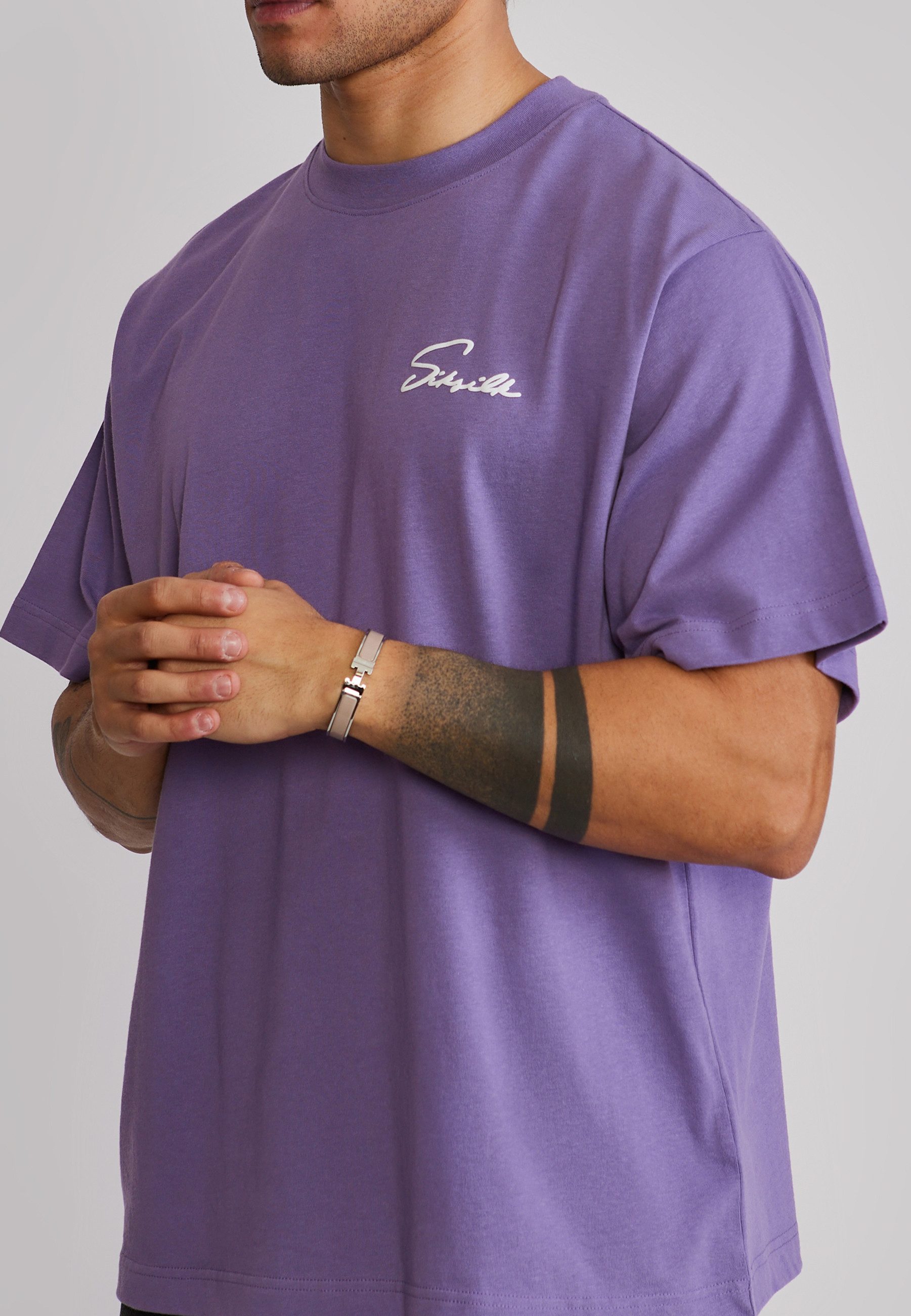 Siksilk T-Shirt SikSilk Herren Lila Script T-Shirt