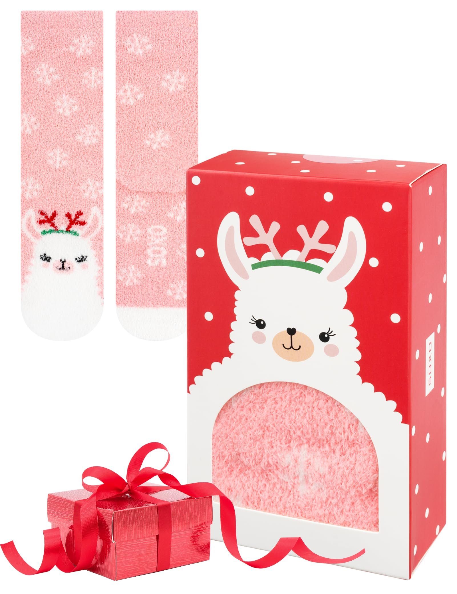 Soxo Socken Chenille Weihnachten Socken Für Frauen Bunte Weihnachtssocken (1 Paar) Warme socken Lama