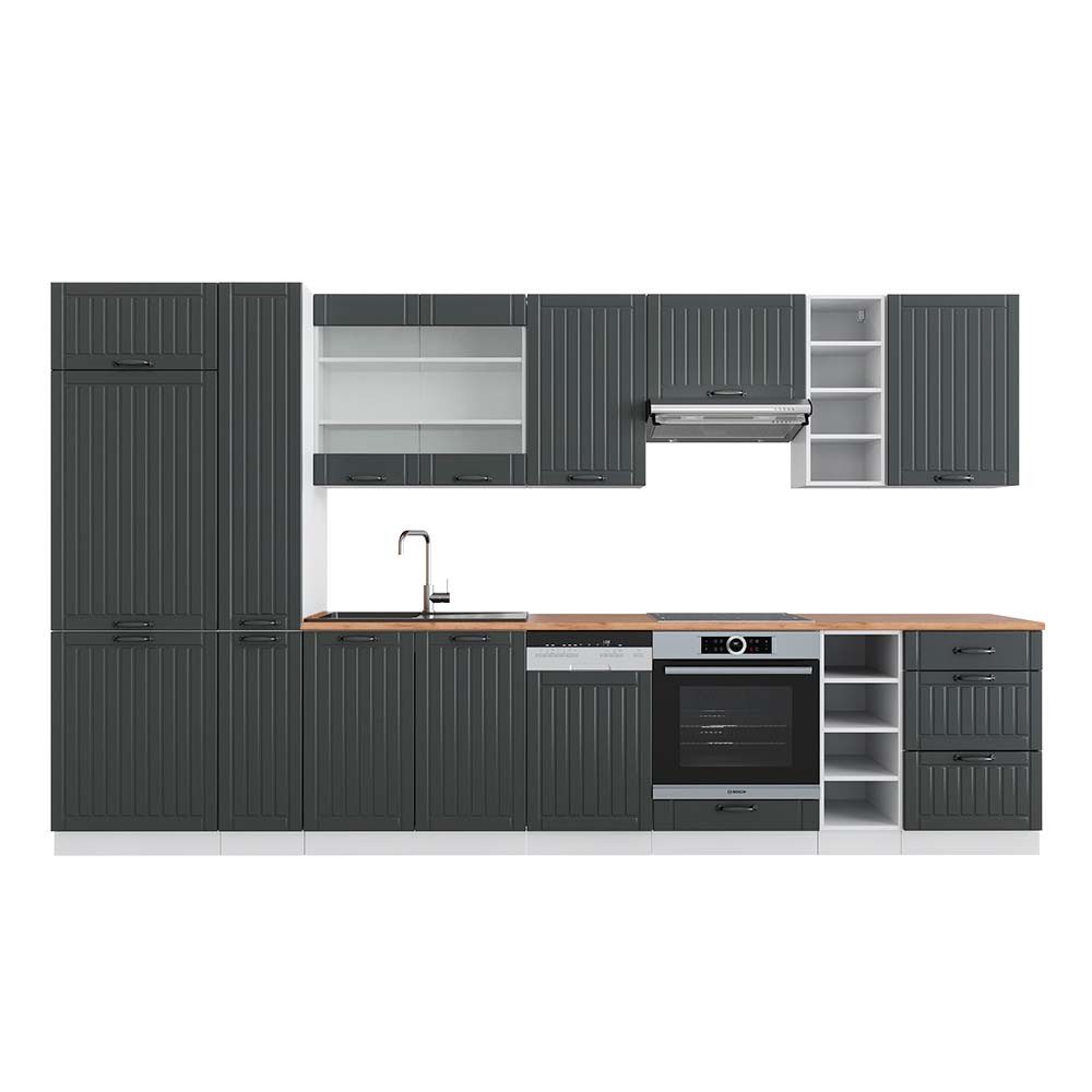 Vicco Küchenzeile Fame-Line, Anthrazit Landhaus/Weiß/Weiß, 355 günstig online kaufen