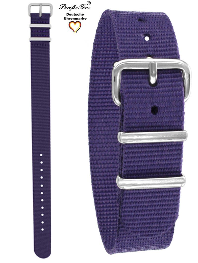 Pacific Time Uhrenarmband Wechselarmband Textil Nylon 16mm, Gratis Versand