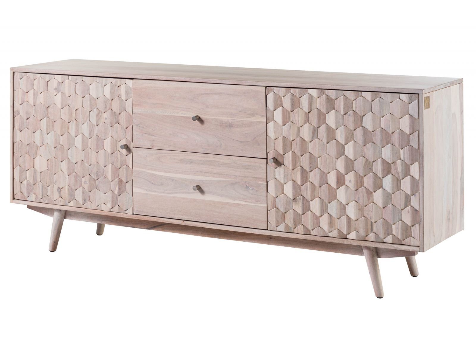 Massivmoebel24 Sideboard (Sideboard Akazie 180x42x75 weiß günstig online kaufen