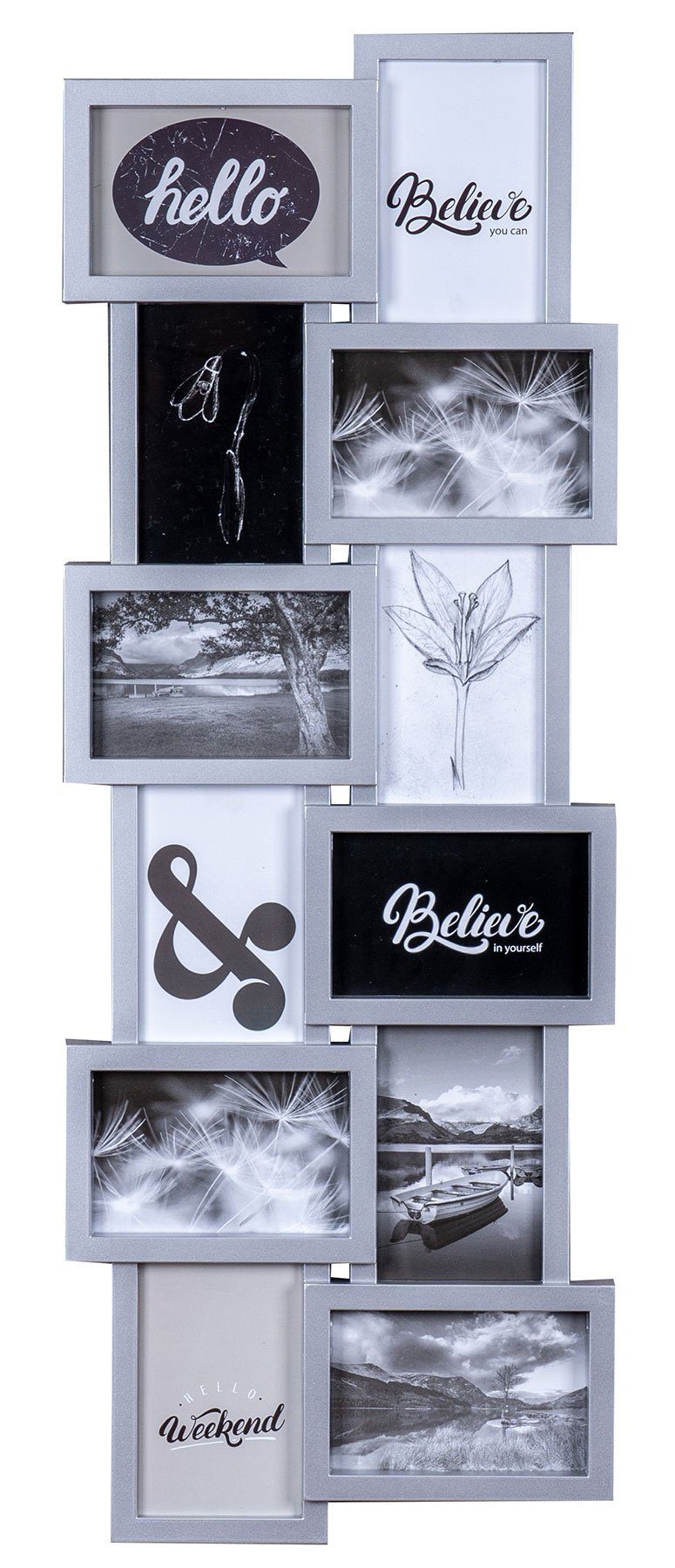 silber Fotogalerie Bilderrahmen Galerie Levandeo® Collage, 3D 12 Bilderrahmen für Fotos Optik