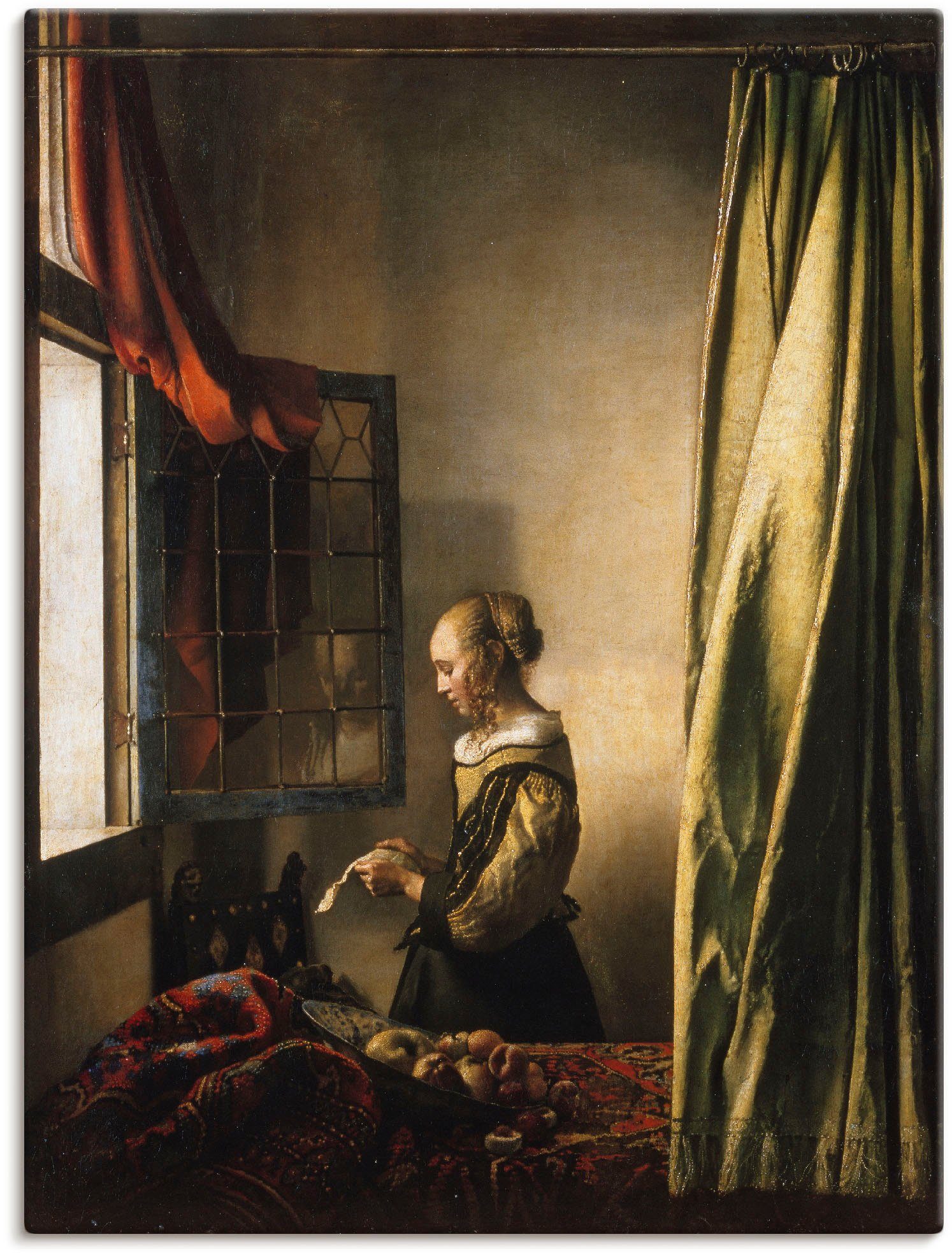 Artland Wandbild Briefleserin am offenen Fenster. Um 1658, Frau (1 St), als Leinwandbild, Плакат, Wandaufkleber in verschied. Größen
