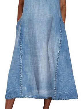 KIKI Jeanskleid Ärmelloses, lässiges Jeanskleid mit V-Ausschnitt,jeansrock lang