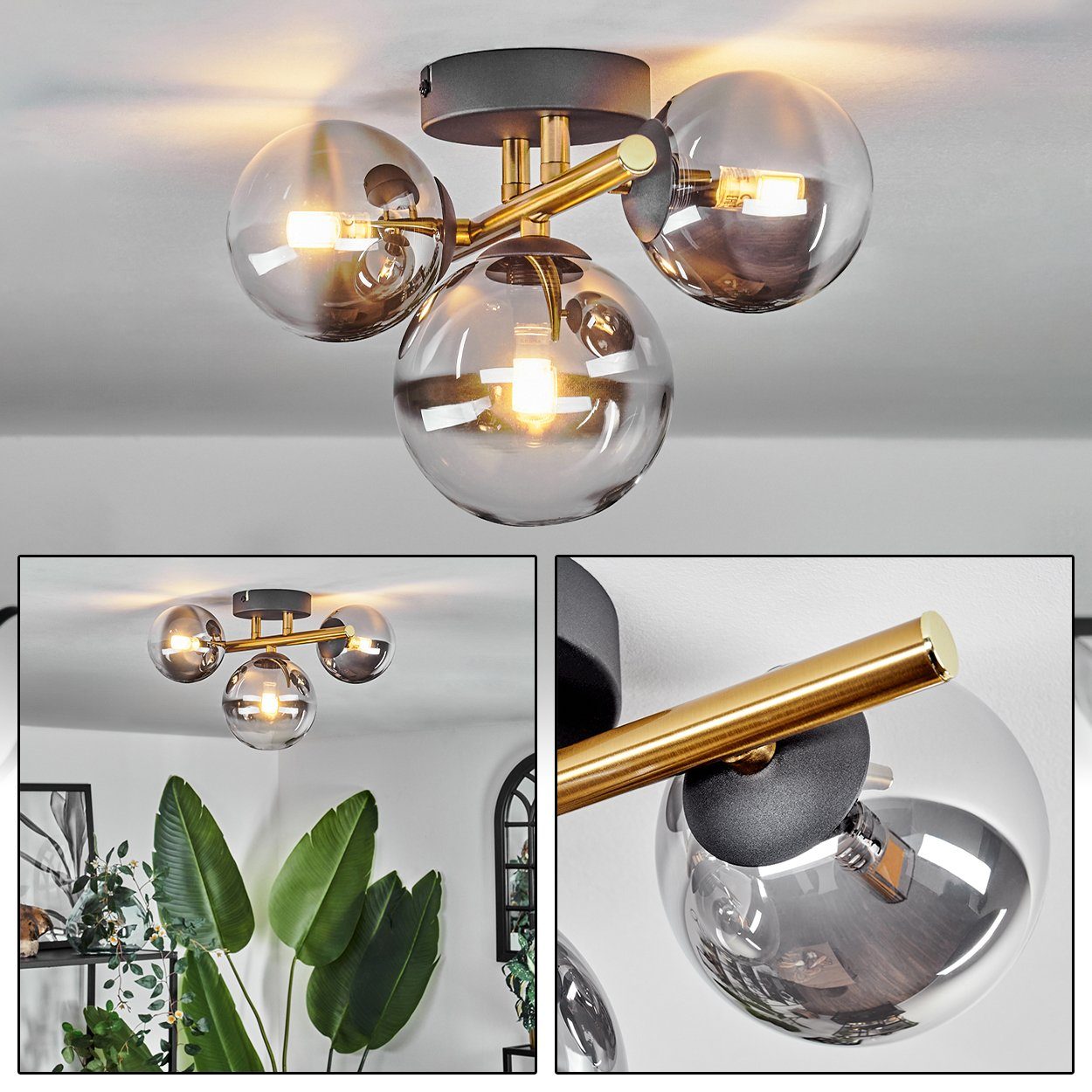 hofstein Deckenleuchte Deckenlampe aus Metall/Glas in günstig online kaufen