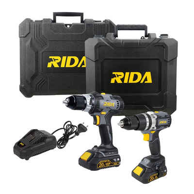 RIDA Elektrowerkzeug-Set LCD787-1S Bohrschrauber, LCD787-9sc Schlagbohrschrauber, Akku-Werkzeuge-Set inklusive Akkus