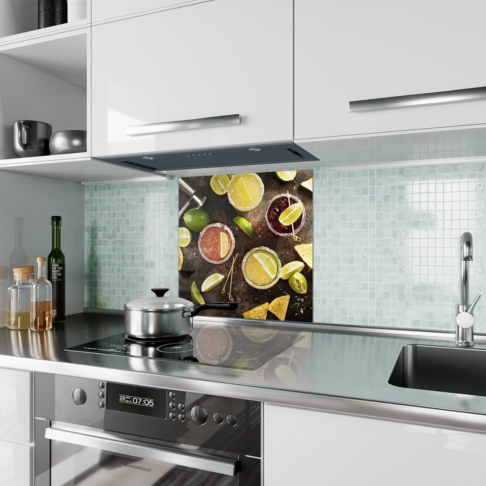 Spritzschutz Glas Primedeco mit Motiv Zutaten Küchenrückwand Küchenrückwand Cocktail