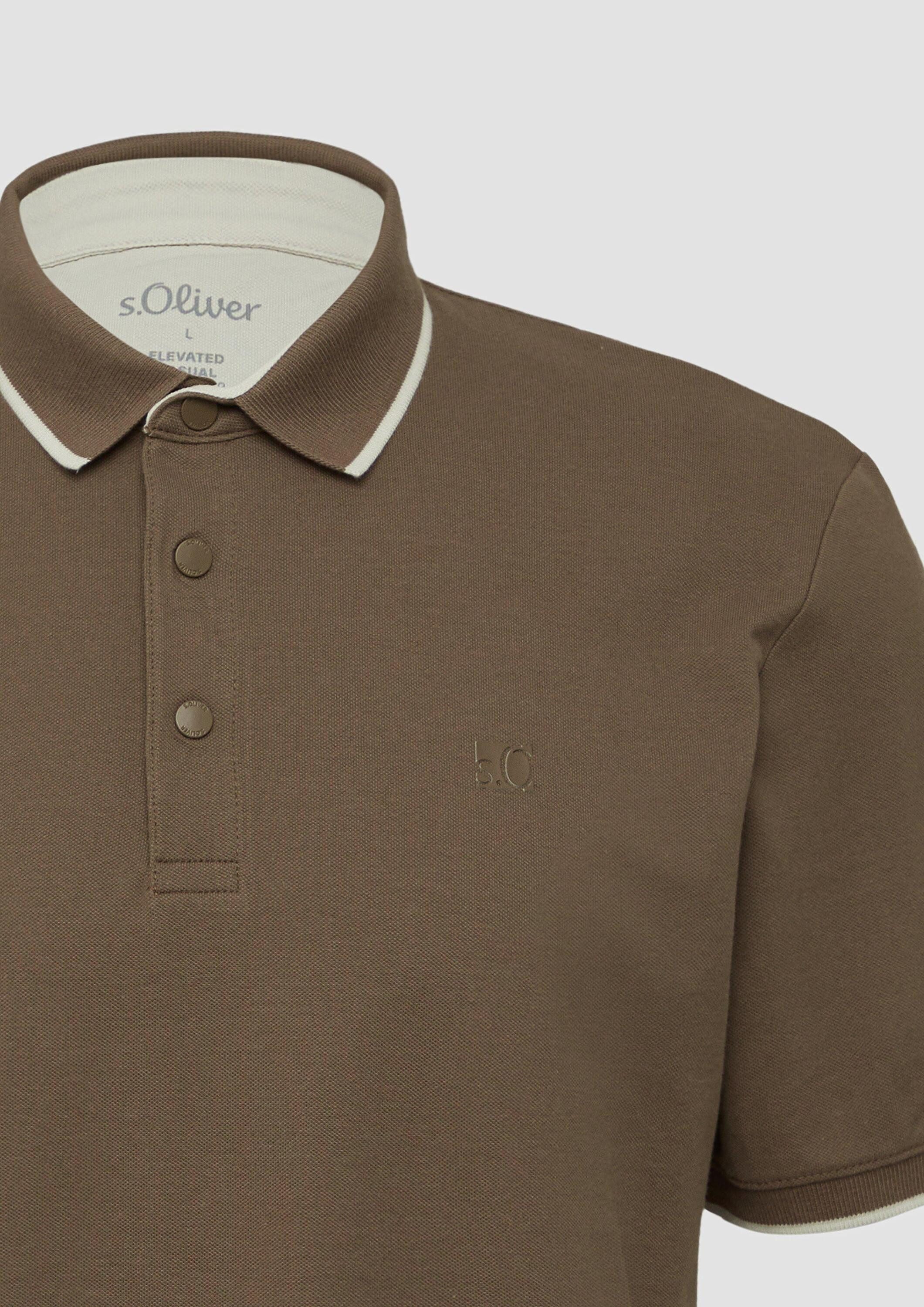 s.Oliver Kurzarmshirt Polo-Shirt Sportives Piqué-Poloshirt mit Kontrast-Details