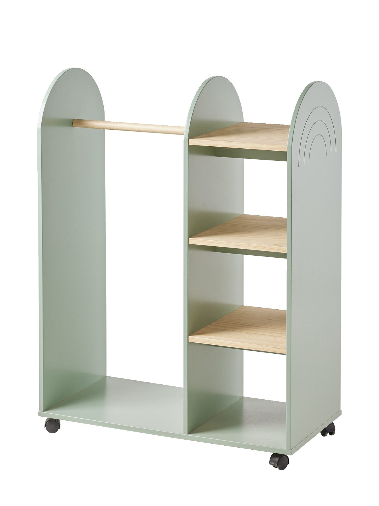 vertbaudet Wandgarderobe Kinderzimmer Kleiderständer mit Spiegel REGENBOGEN