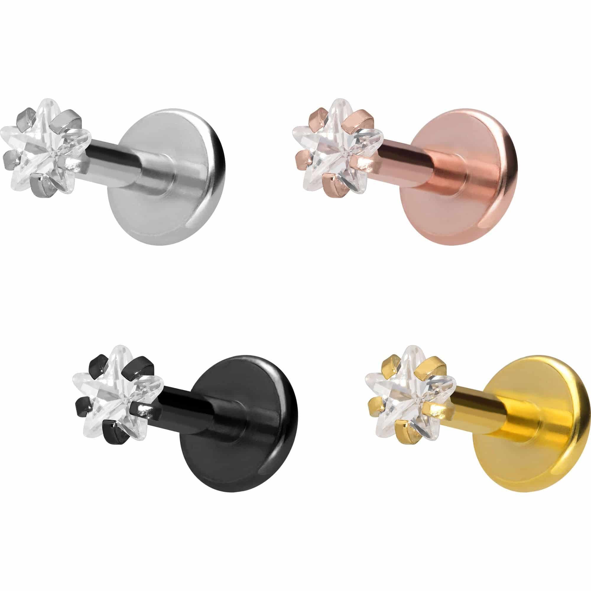PIERCINGLINE Piercing-Set Titan Labret mit Innengewinde EINGEFASSTER KRISTA günstig online kaufen