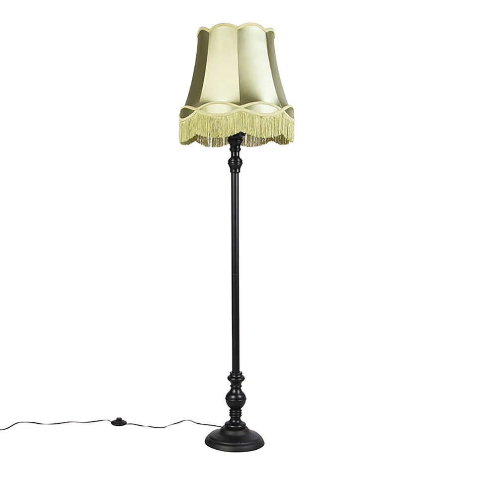 Qazqa Stehlampe Classico, Dimmbar, LED wechselbar, Extra-Warmweiß, QAZQA Stehlampe, e27, Grün, Textil, Retro