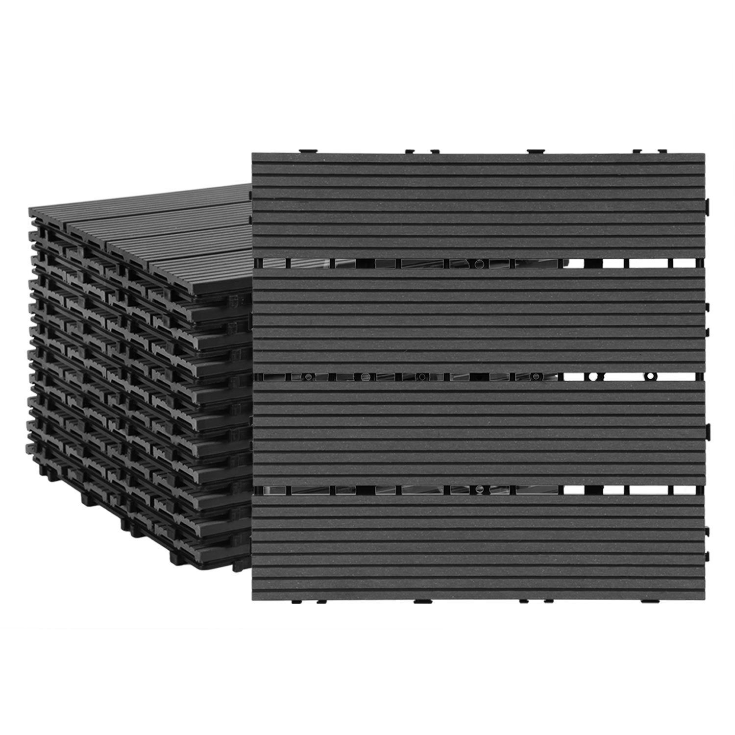 Clanmacy Terrassendielen WPC Terrassenfliesen in Holzoptik Klickfliesen mit Drainagensystem, (11-St)