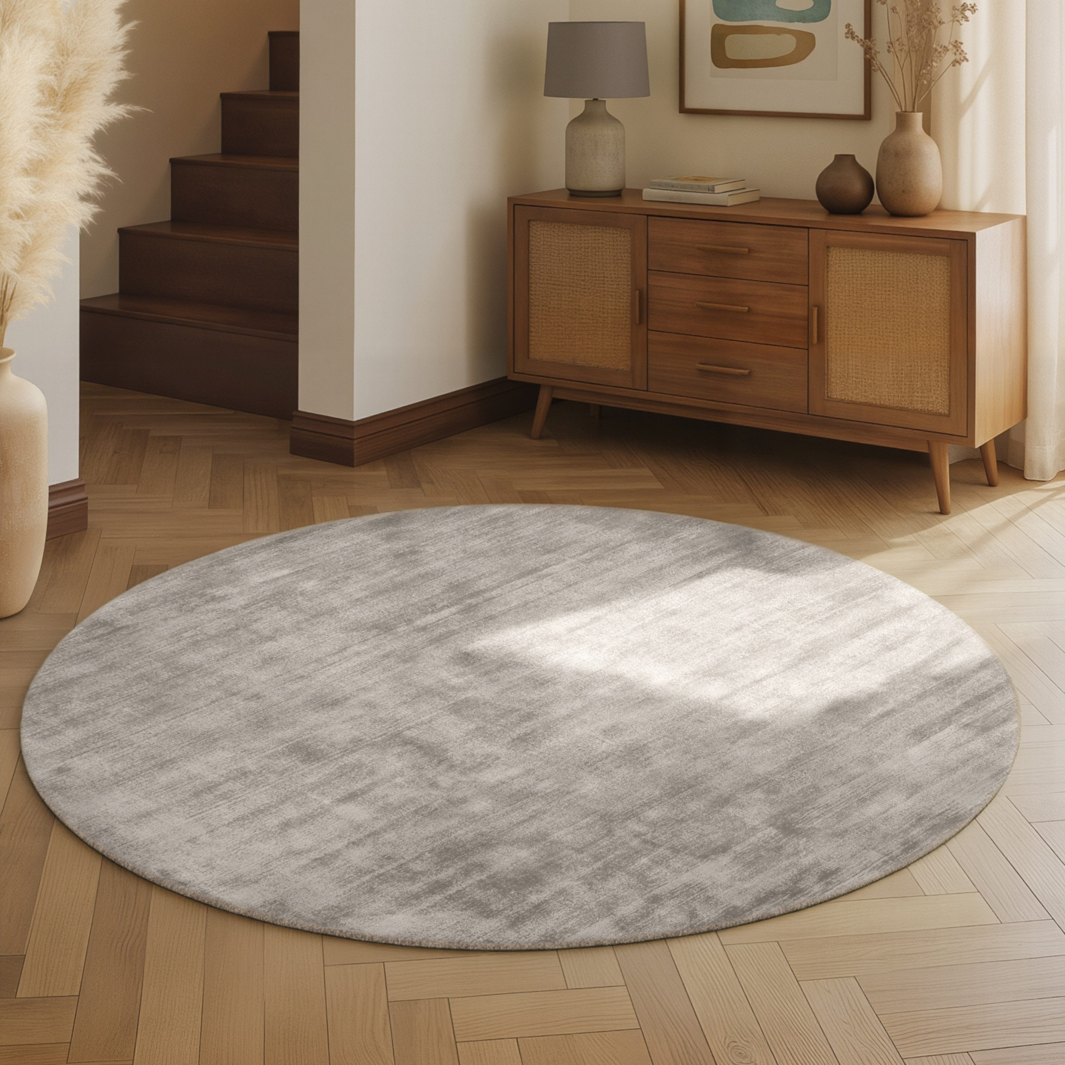 vikosa Teppich Noemi, rund, Höhe: 10 mm, Dezenter Glanz, Weich, Seidenoptik, Viskose, Wohnzimmer, Schlafzimmer