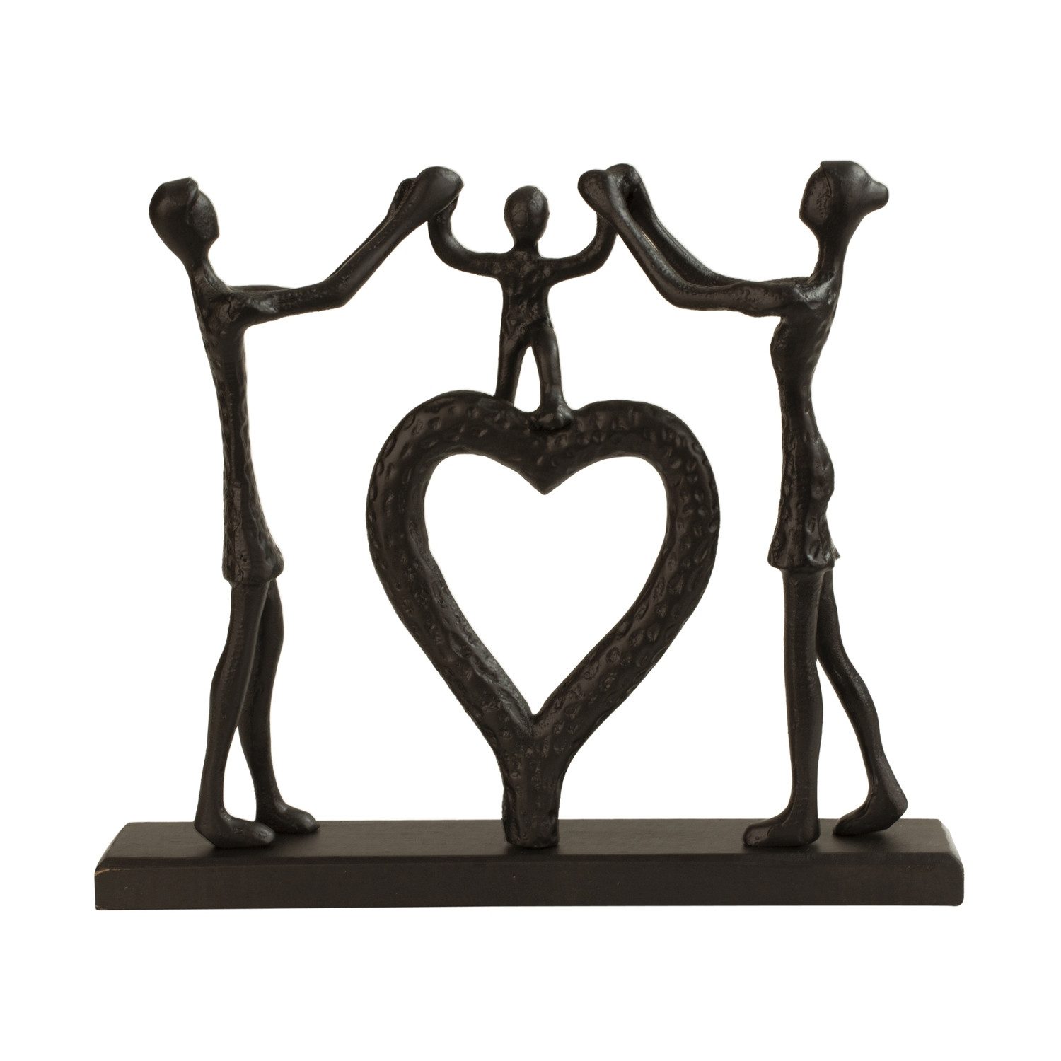 Macosa Home Skulptur Familie 38 cm Metall Holz Schwarz Dekofigur (1 St., Edle Dekoration & Geschenkidee Muttertag Geburtstag), Wohnaccessoire Deko für Regal, Tisch, Sideboard