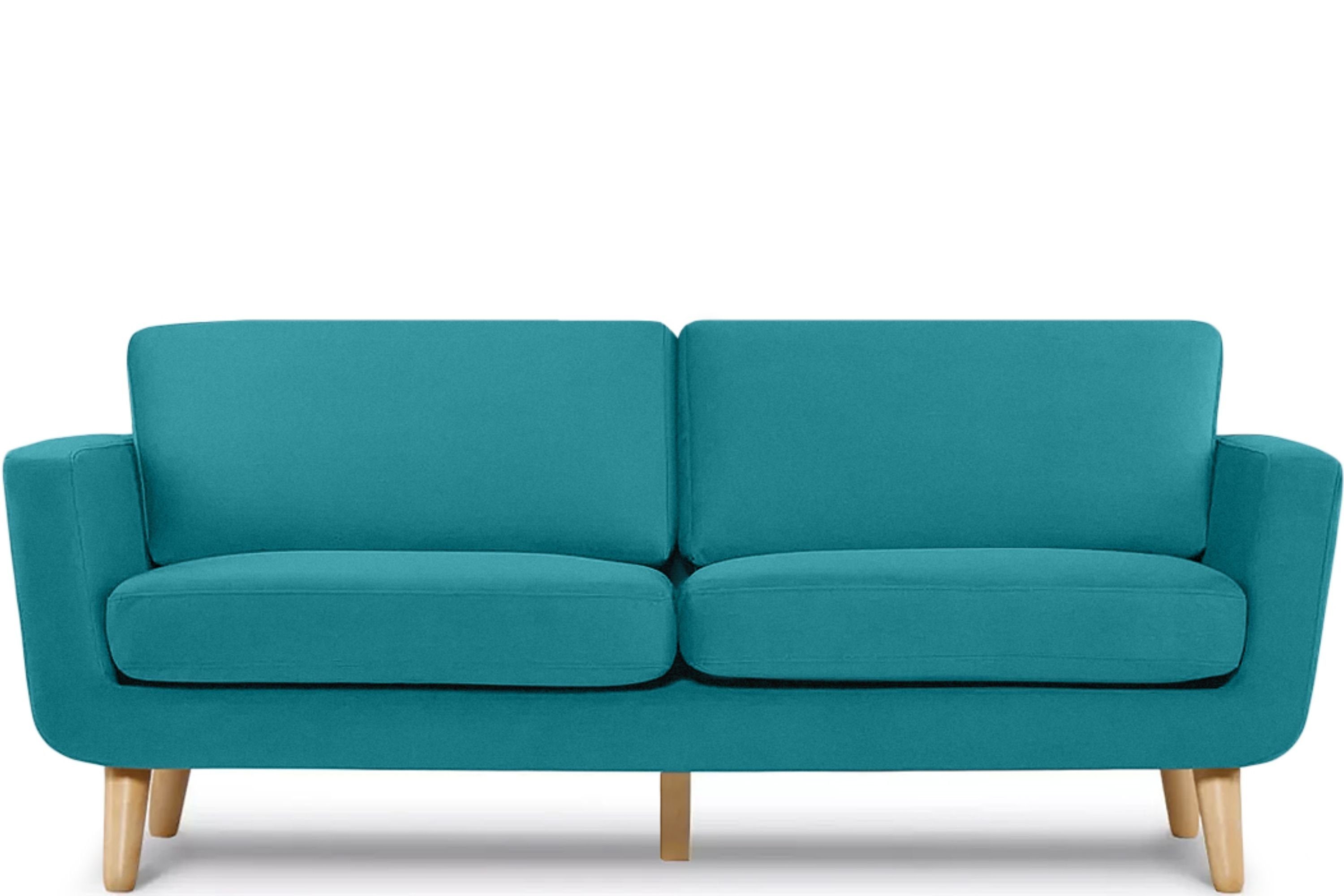 Massivholz 3-Sitzer Personen, Armlehnen, in türkis türkis | TAGIO Scandi-Stil, mit Sofa aus Konsimo Gestell Europe, Made 3