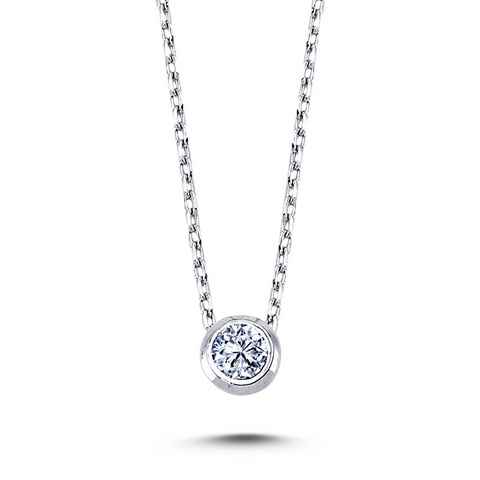 EinStein Diamant Collier-Set 0,08 Carat Diamant Solitär Halskette 14 Karat Weißgold, Diamant Halskette