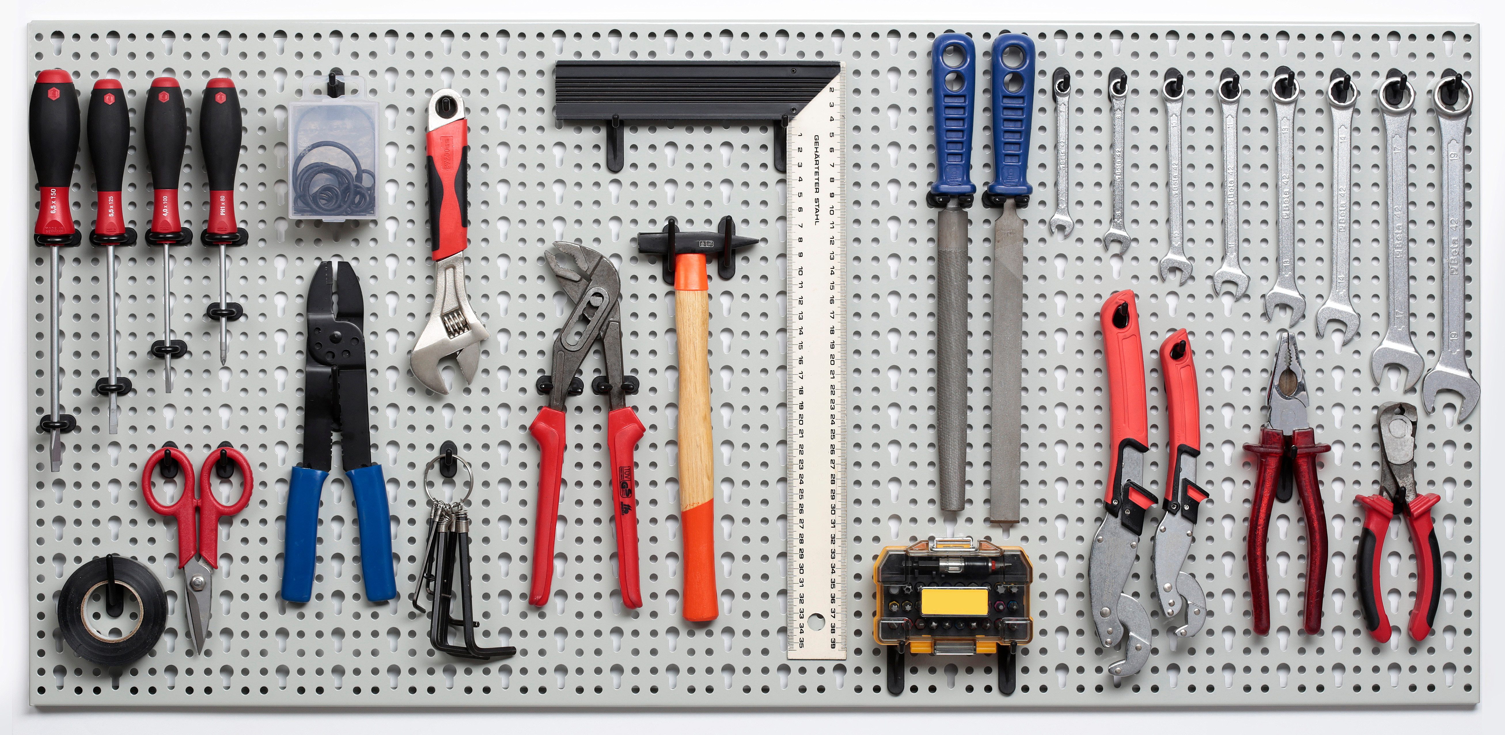 Kreher Werkbank Werkbank aus Metall und XXL 52tlg. Lochwand-Set