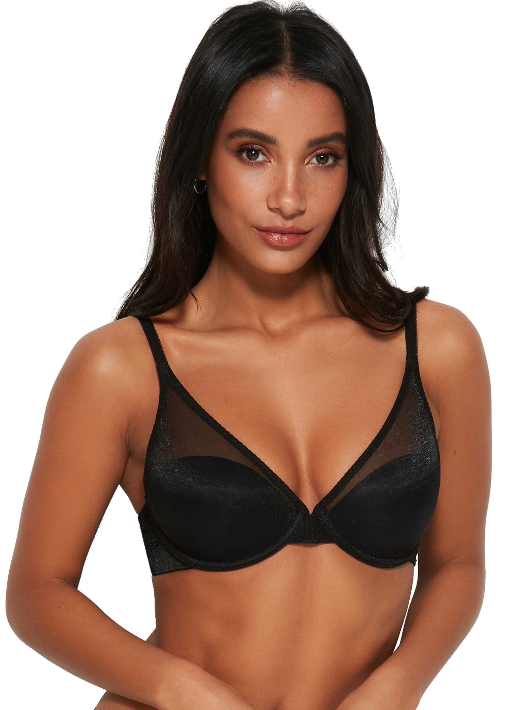 Gossard Halbschalen-BH Glossies Halbgefütterter Triangel BH Black (halbgefütterter BH, 1-tlg., glatt)