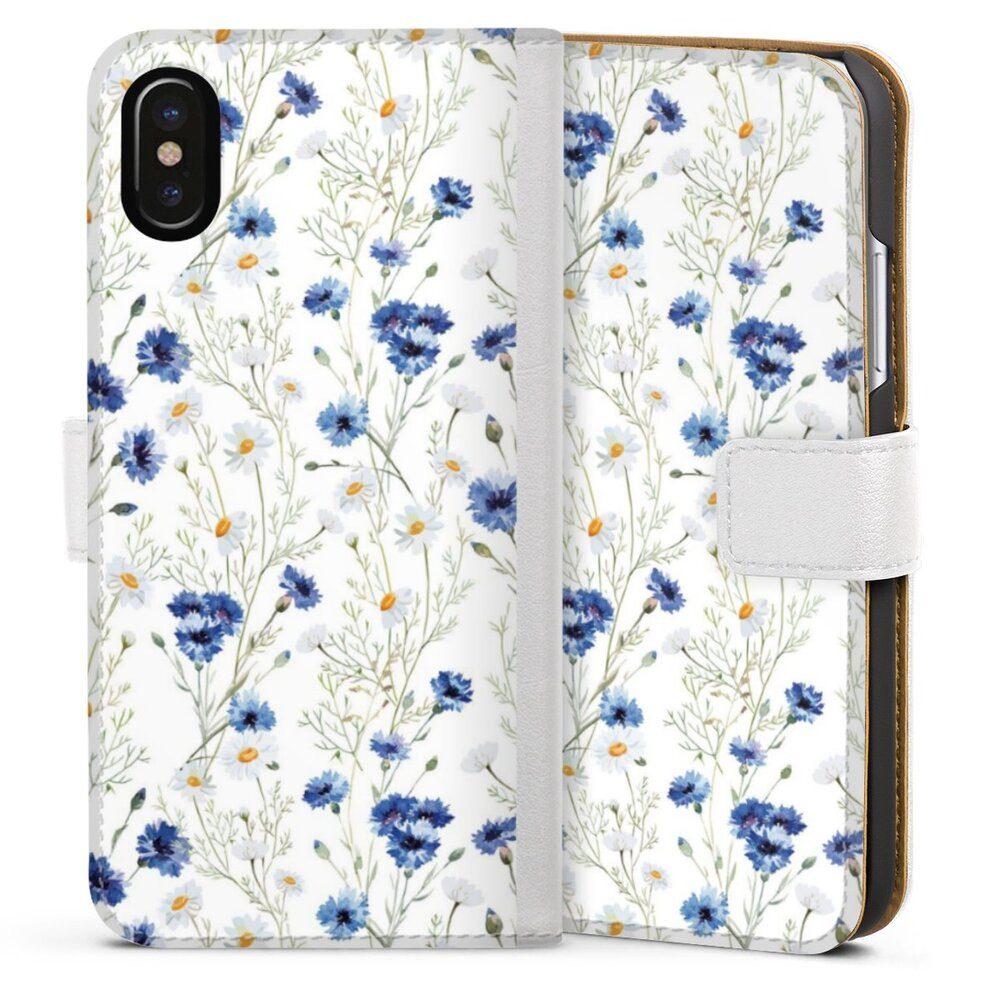 DeinDesign Handyhülle Muster Blume Blumen Flower Pattern 6, Apple iPhone X Hülle Handy Flip Case Wallet Cover Handytasche Leder