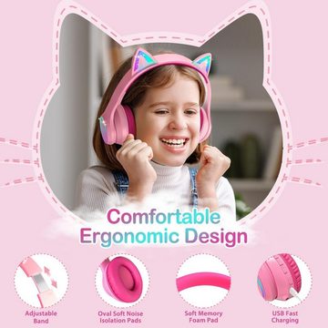 LOBKIN Kundenorientierte Lösungen Kinder-Kopfhörer (Stabile Tonübertragung, minimale Latenz und hochauflösendes Audio ohne Verzerrung, mit anpassbarem RGB-Lichtdesign um Katzenohren,Ohrmuscheln ermöglichen)