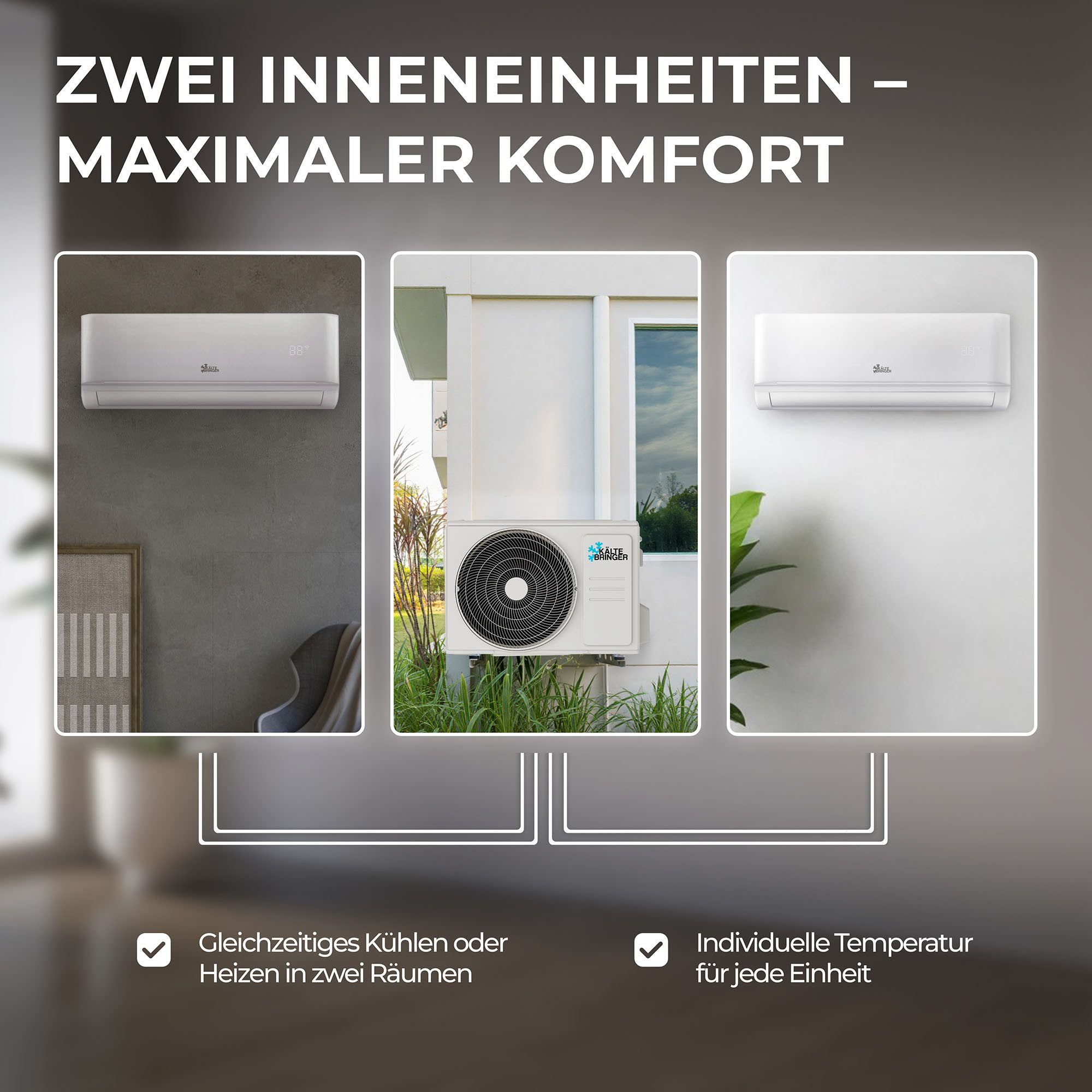Kältebringer Split-Klimagerät, Multisplit Klimaanlage mit 2 günstig online kaufen
