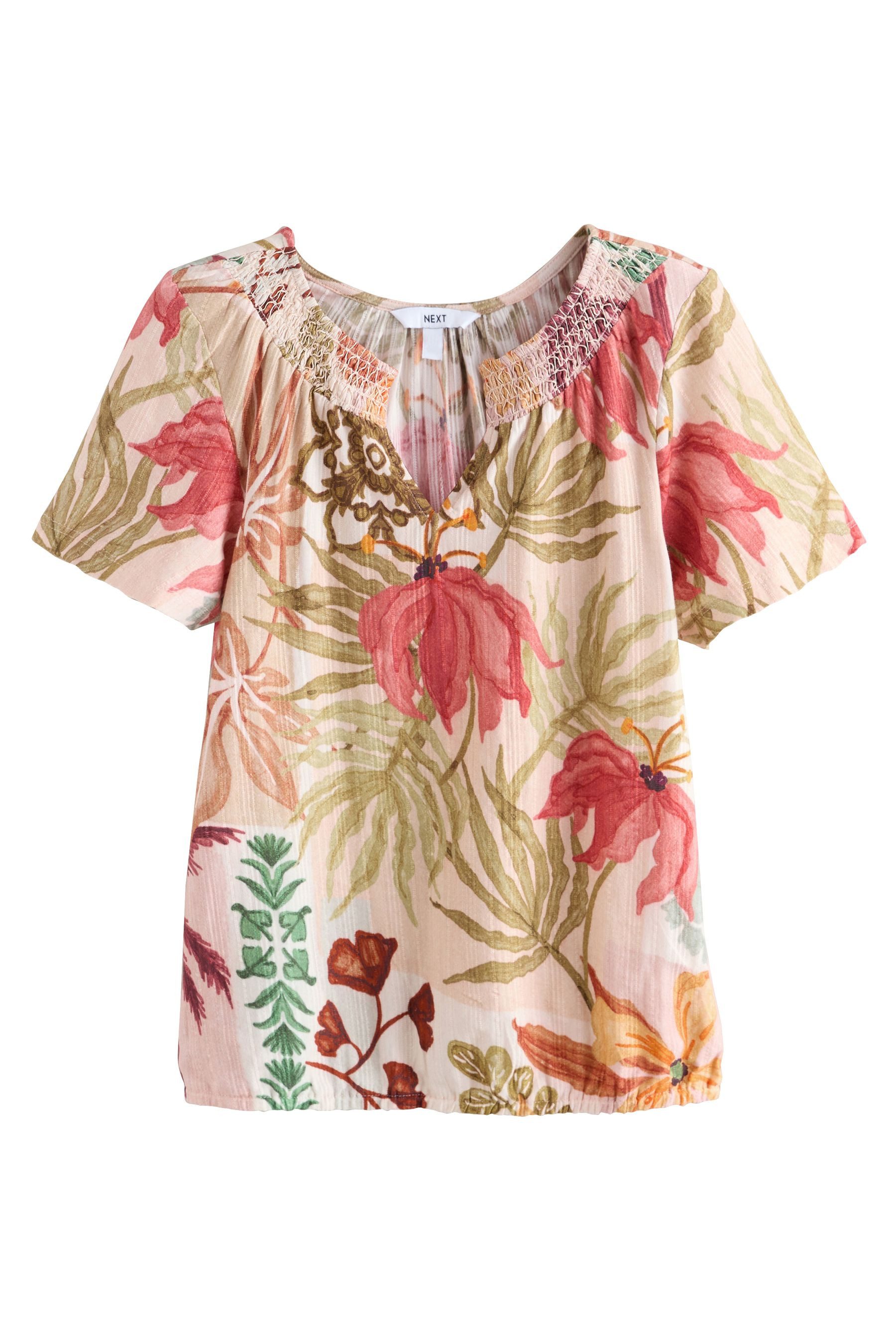 Next T-Shirt Oberteil mit Kerbausschnitt, gerüschter Ballonsaum (1-tlg) günstig online kaufen