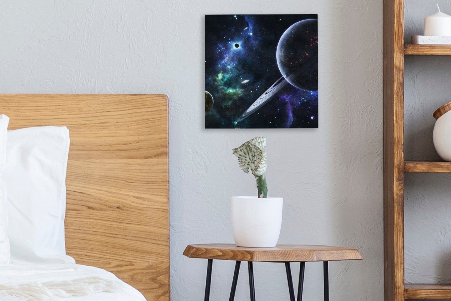 OneMillionCanvasses® Leinwandbild Buntes Bild der Leinwand für (1 St), Bilder mit Wohnzimmer Milchstraße Schlafzimmer Planeten