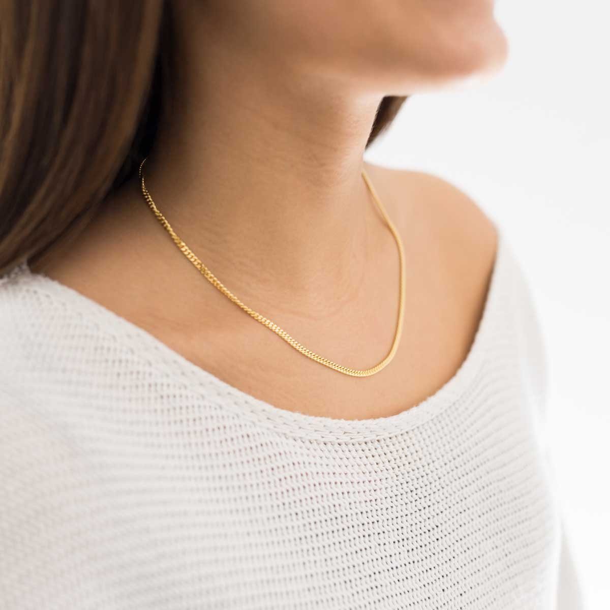 Materia Goldkette Damen Herren Panzerkette 3mm K70, Echtsilber 925, vergoldet