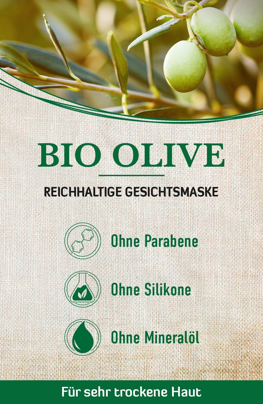 alkmene 1-tlg. - Pflegemaske, Bio mit Olive 2x vegan Gesichtsmaske Feuchtigkeitsmaske Maske
