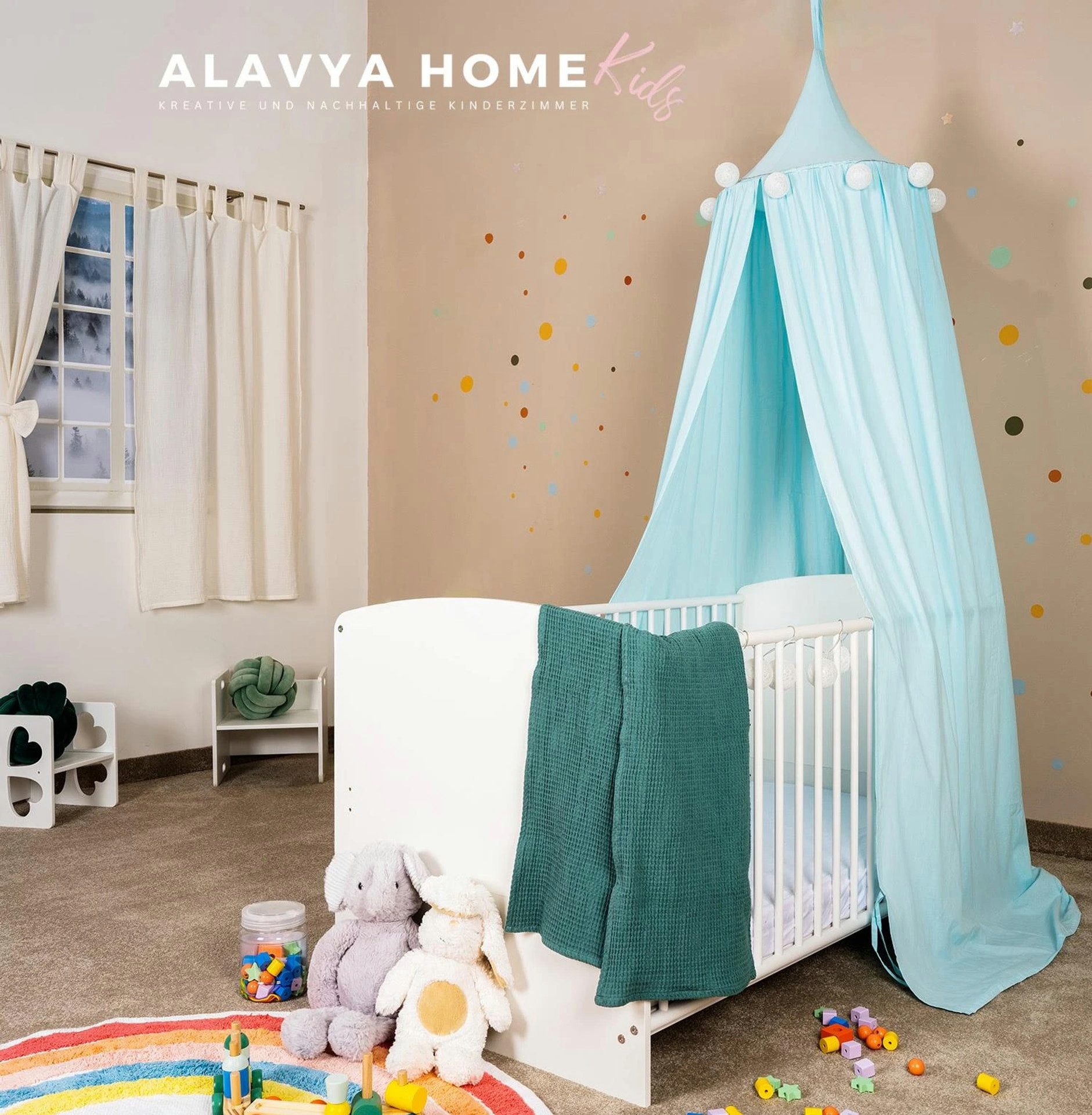 Alavya Home® Dekoobjekt Alavya Home Baldachin Betthimmel 250x50 cm Bio-Musselin Baumwolle - Bl